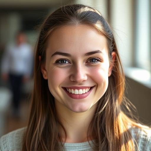 Portrait souriant d'une √©tudiante, L√©a Dubois.