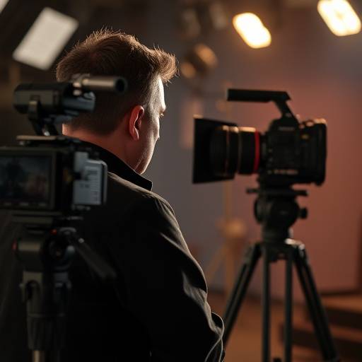 Un acteur travaillant sur un plateau de tournage devant une cam√©ra.